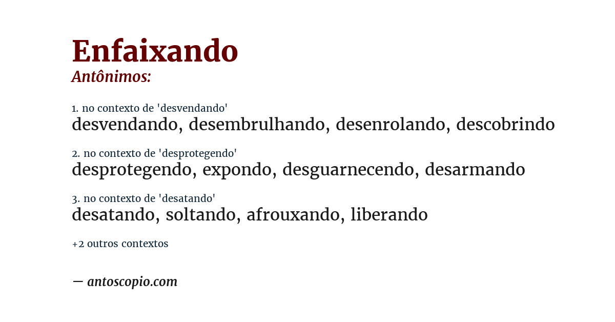 Antônimo de enfaixando