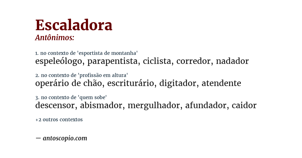 Antônimo de escaladora