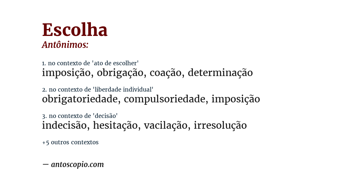 Antônimo de escolha