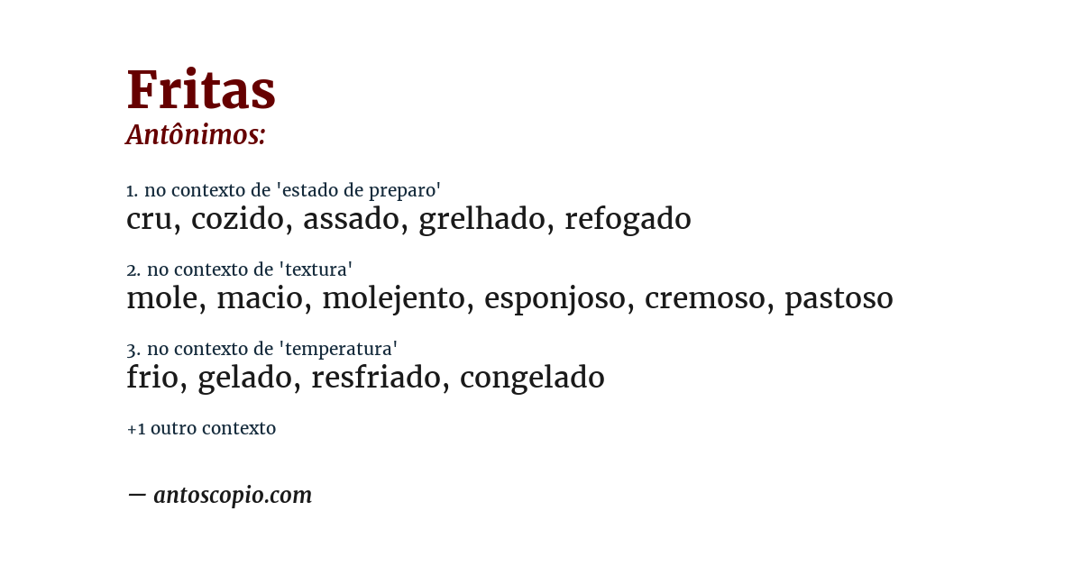 Antônimo de fritas