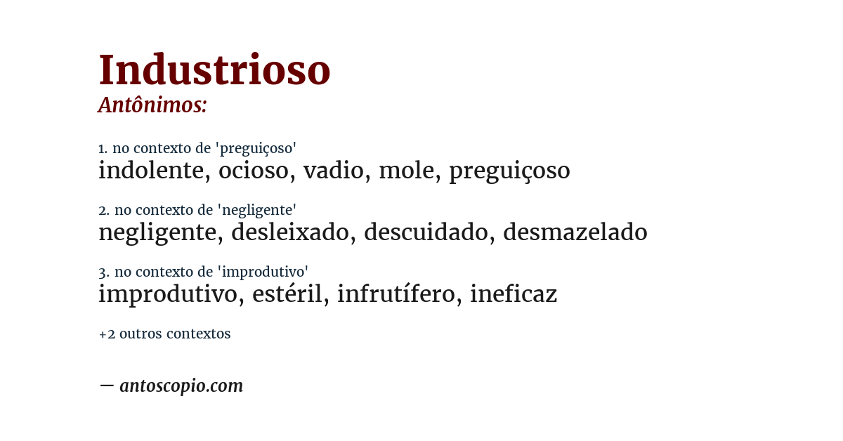 Antônimo de industrioso