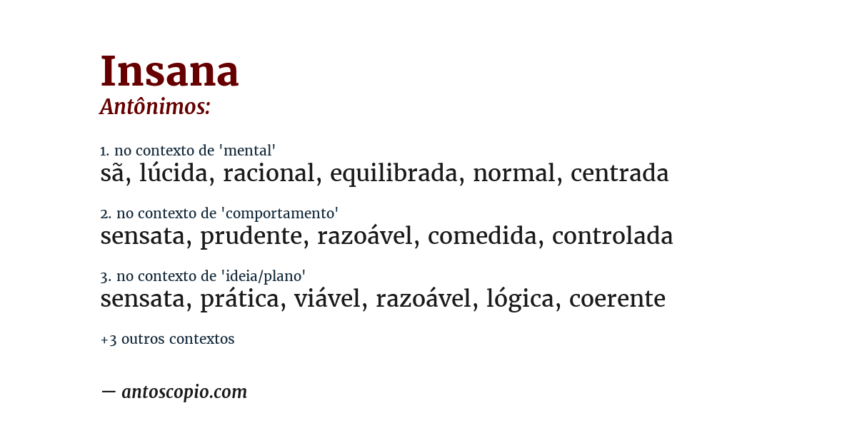 Antônimo de insana