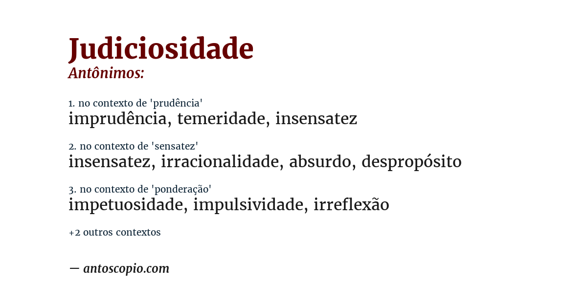 Antônimo de judiciosidade
