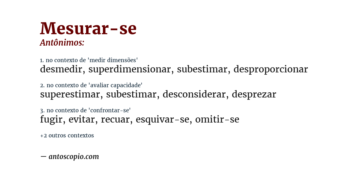 Antônimo de mesurar-se