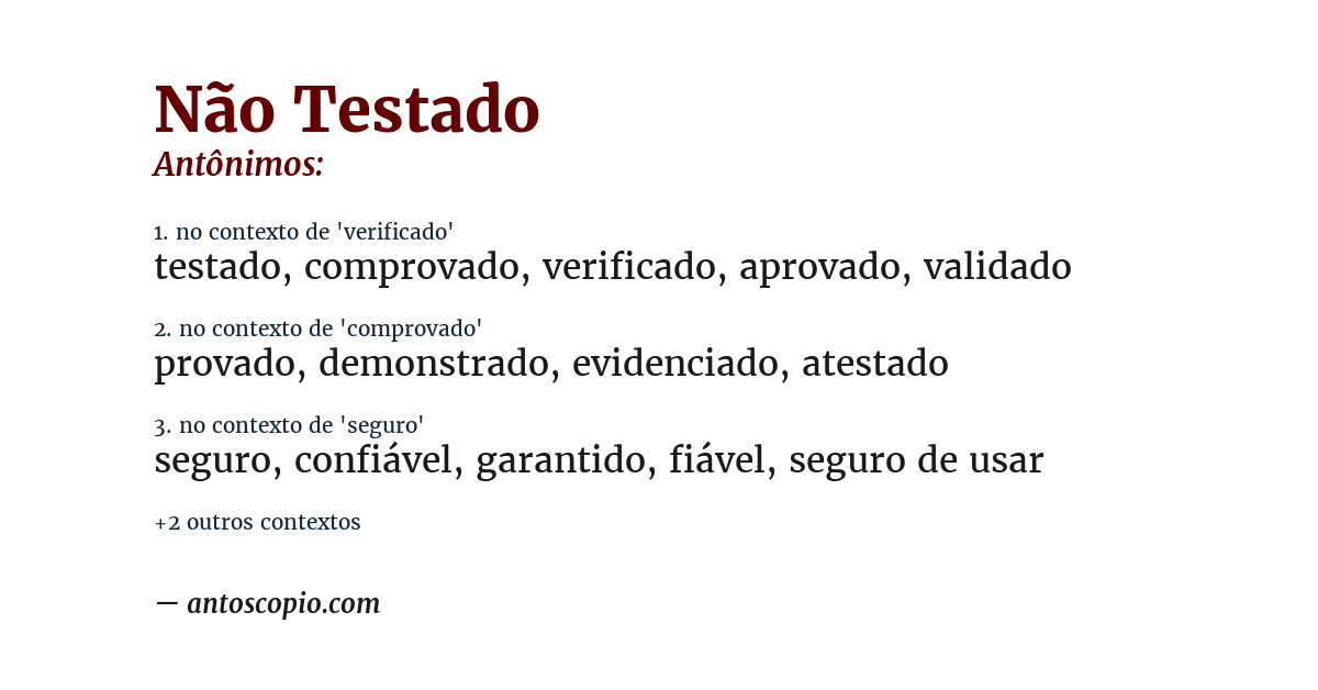 Antônimo de não testado