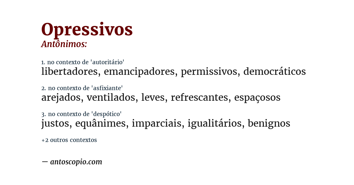 Antônimo de opressivos