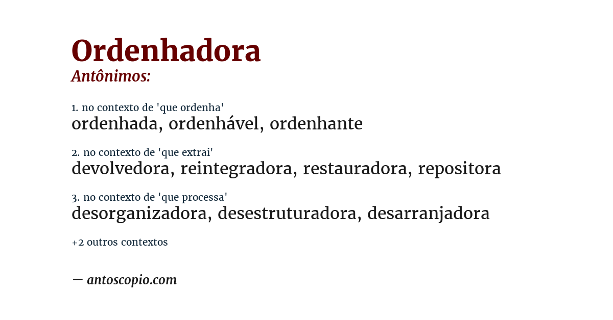 Antônimo de ordenhadora