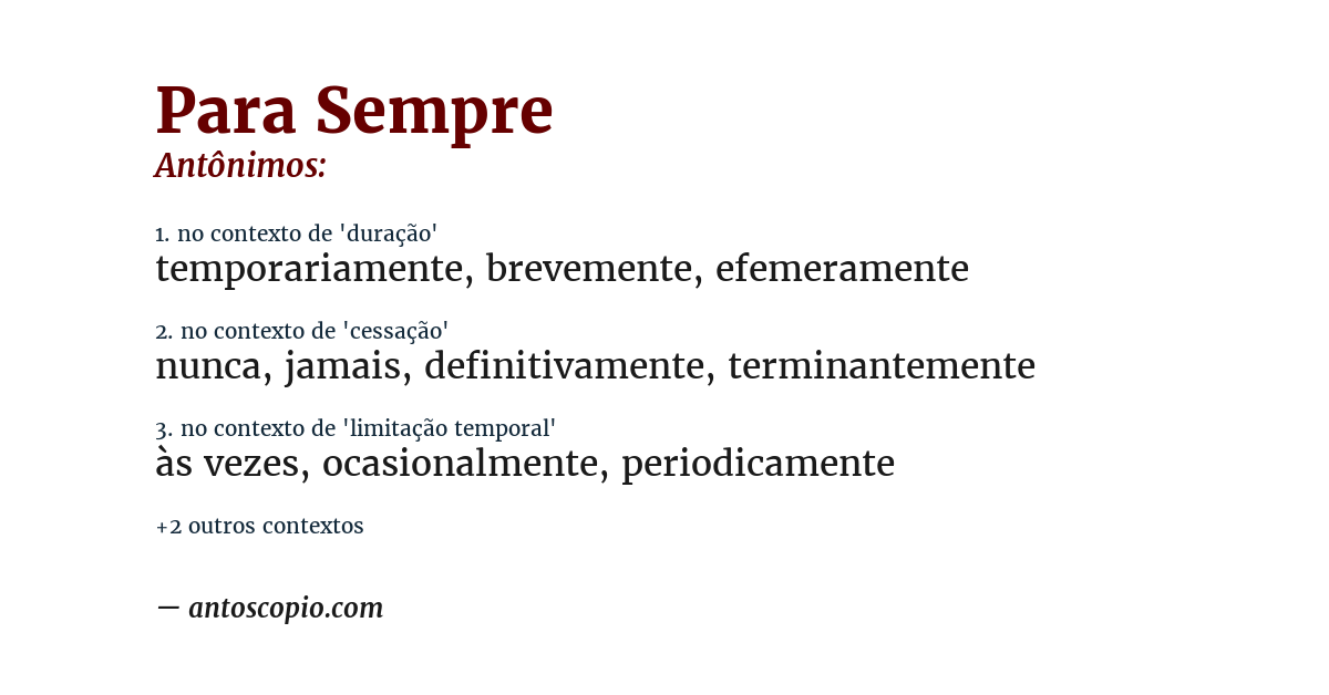 Antônimo de para sempre