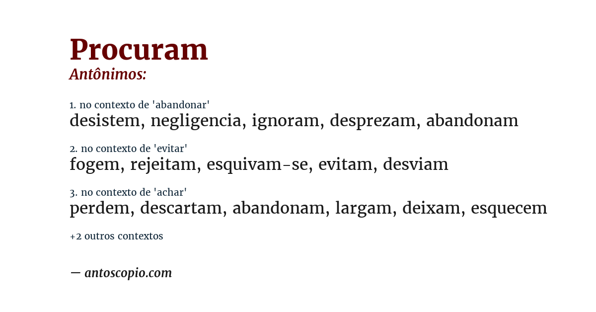 Antônimo de procuram