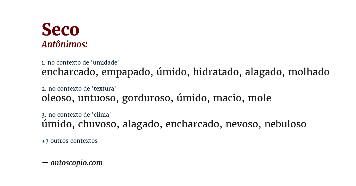 Antônimo de seco