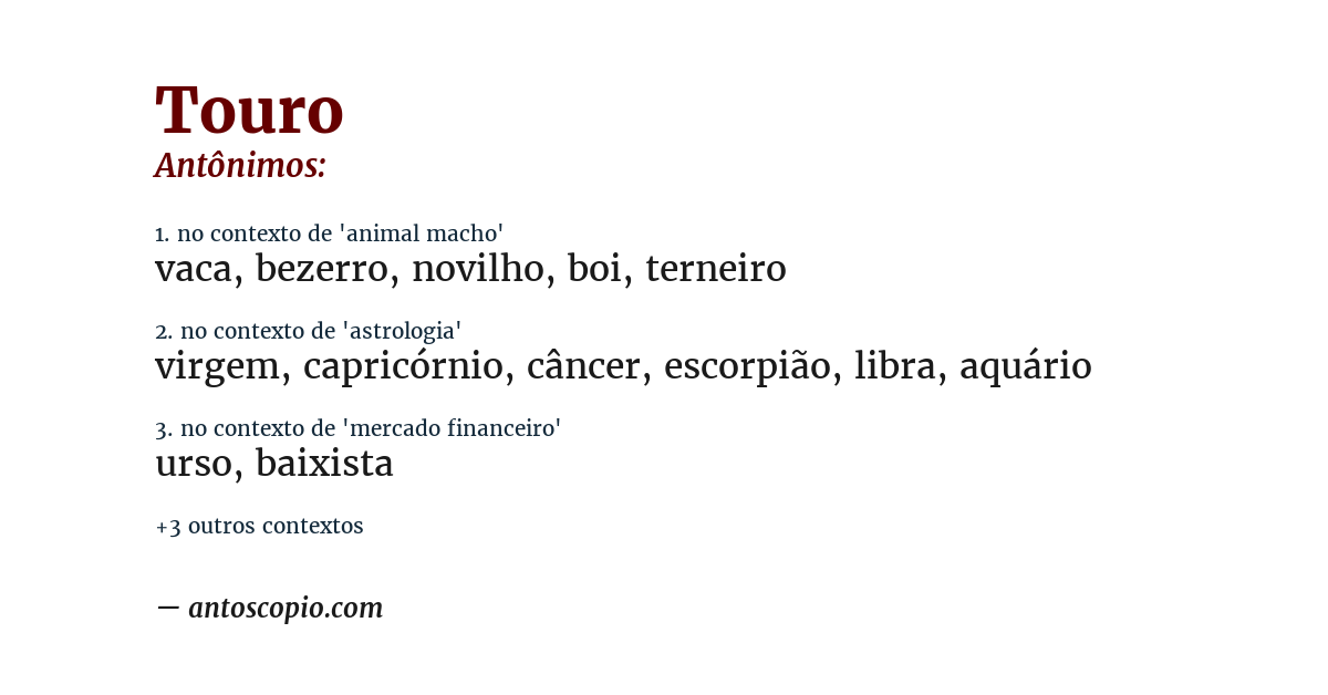 Antônimo de touro