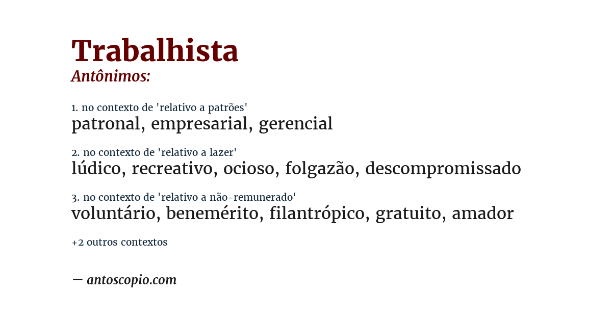 Antônimo de trabalhista