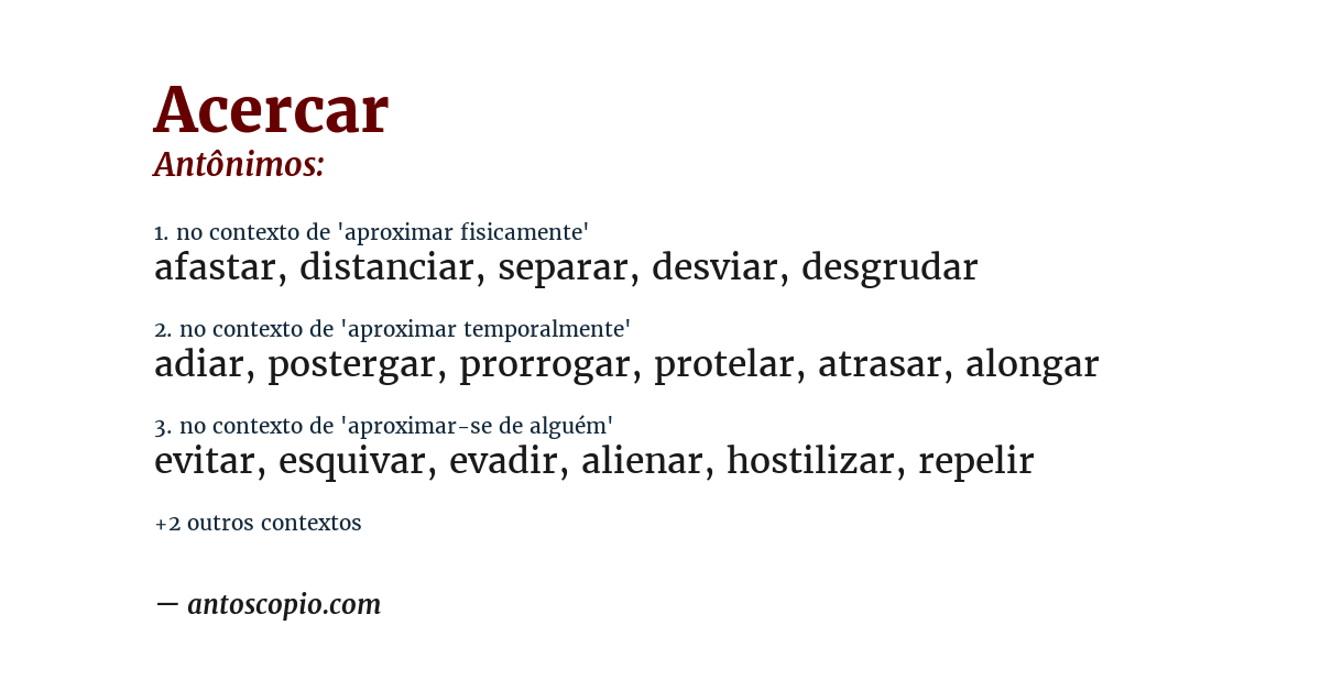 Antônimo de acercar