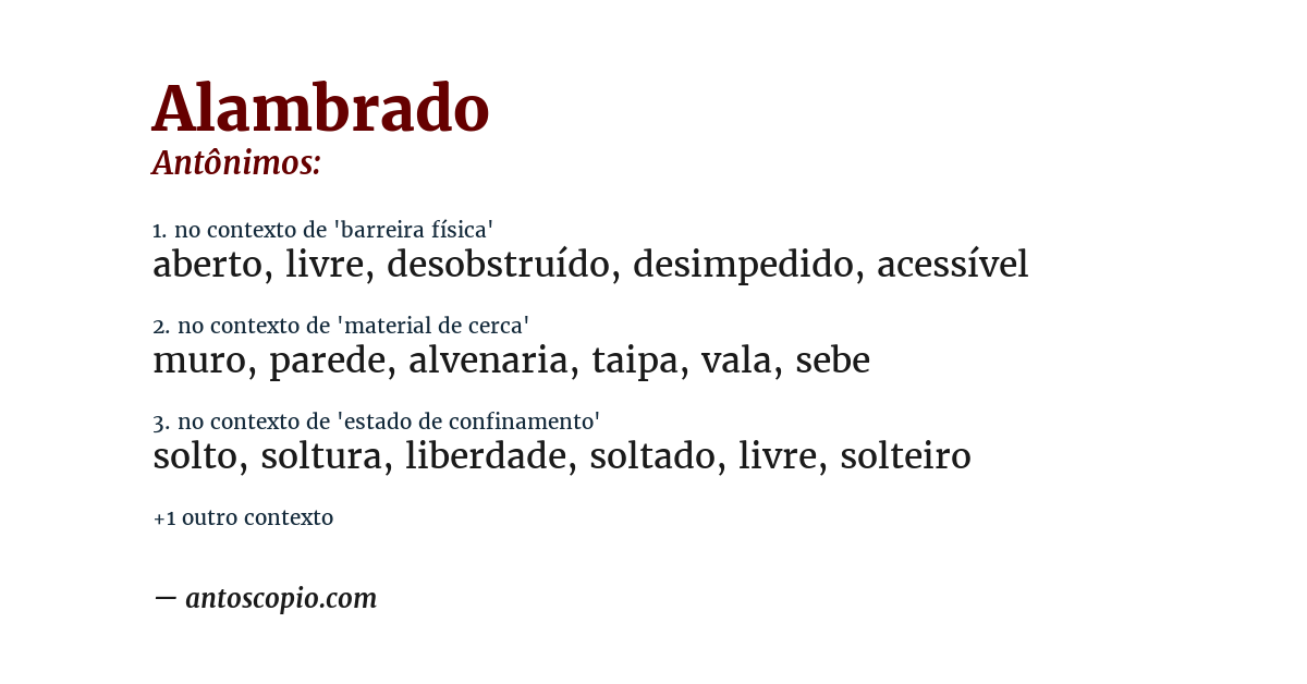 Antônimo de alambrado