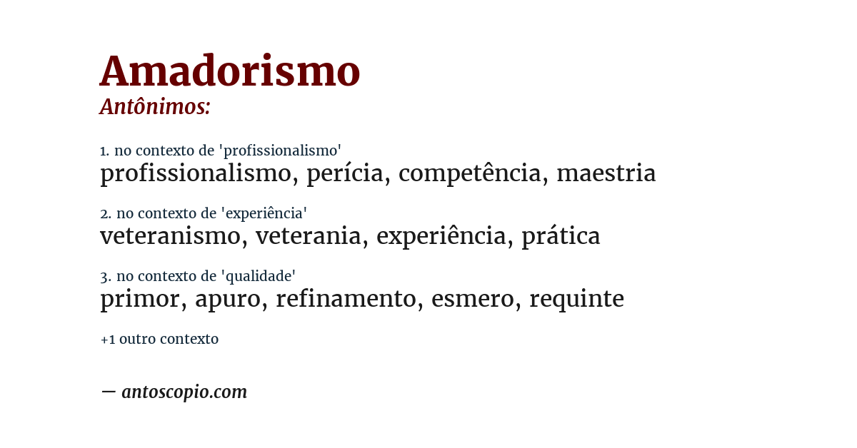 Antônimo de amadorismo