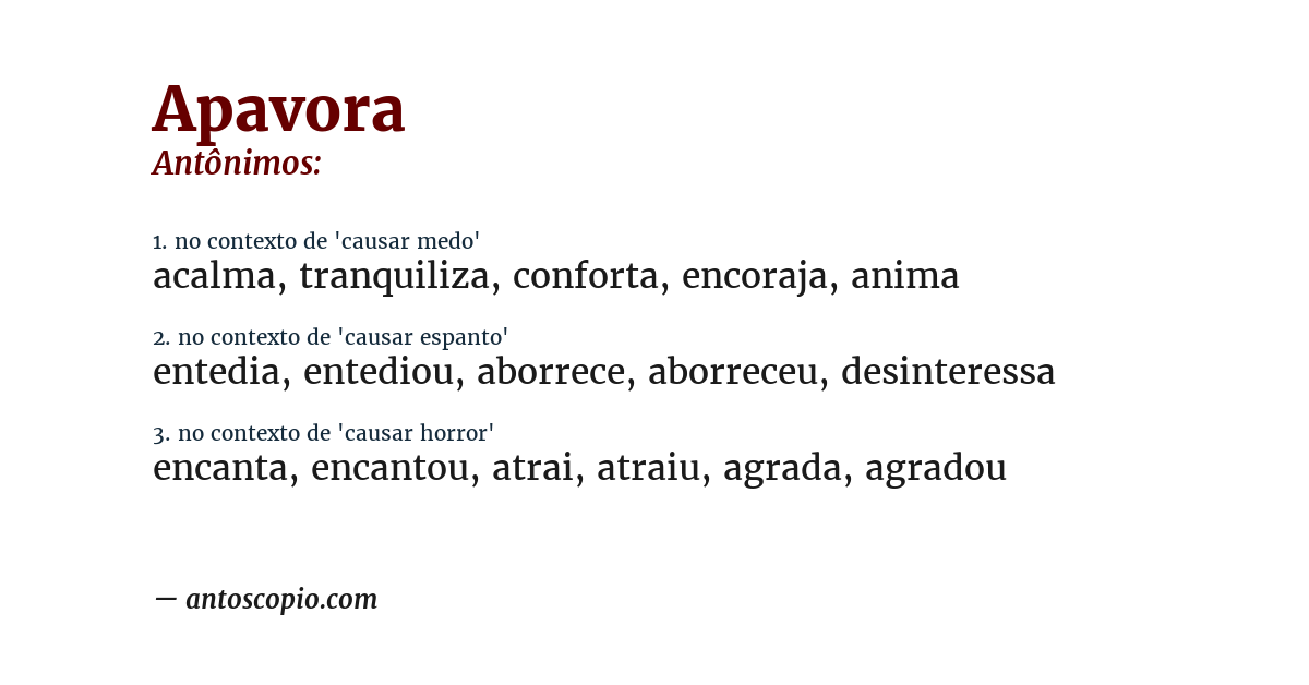 Antônimo de apavora