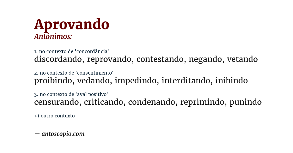 Antônimo de aprovando