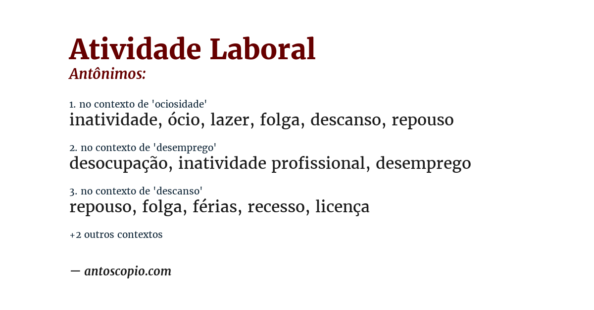 Antônimo de atividade laboral