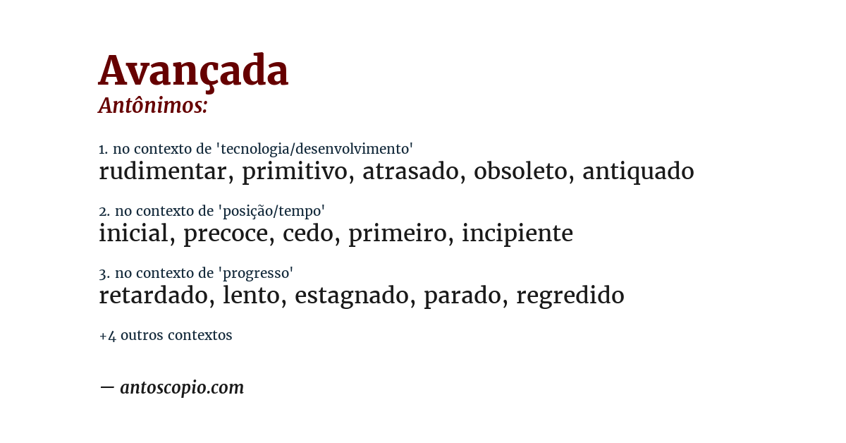 Antônimo de avançada