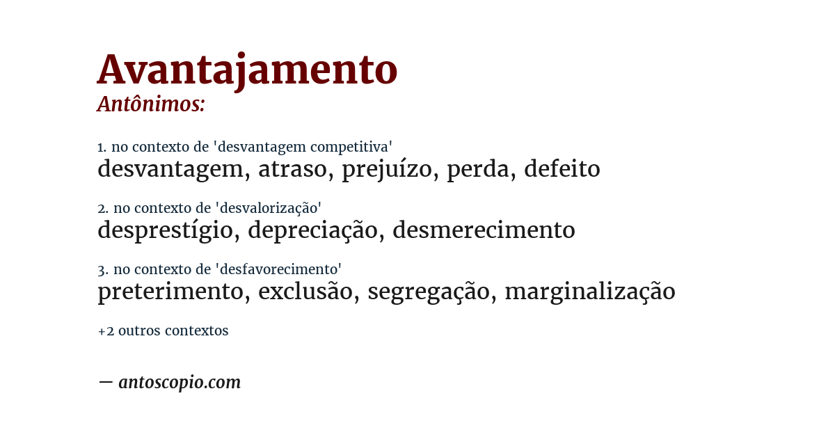 Antônimo de avantajamento