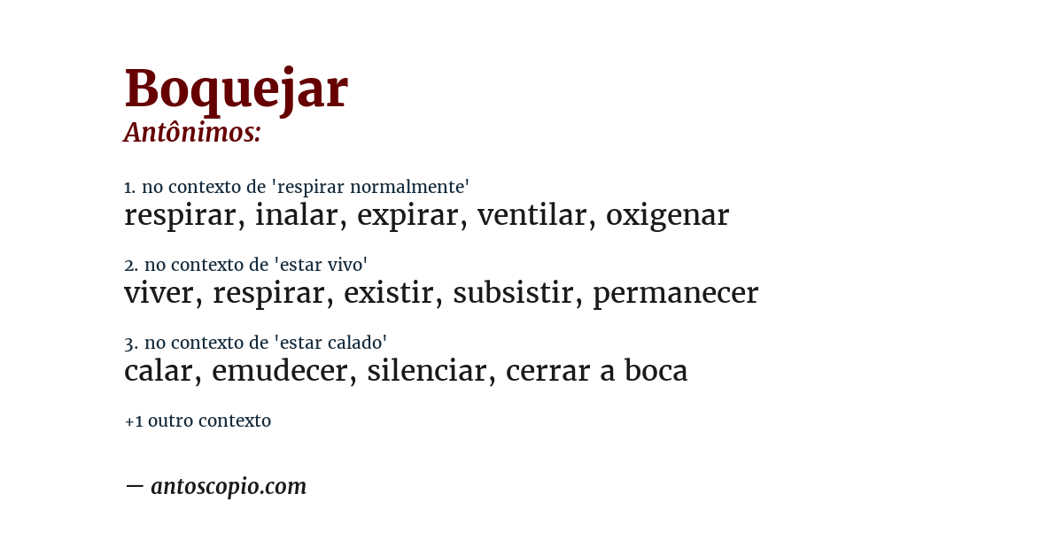 Antônimo de boquejar
