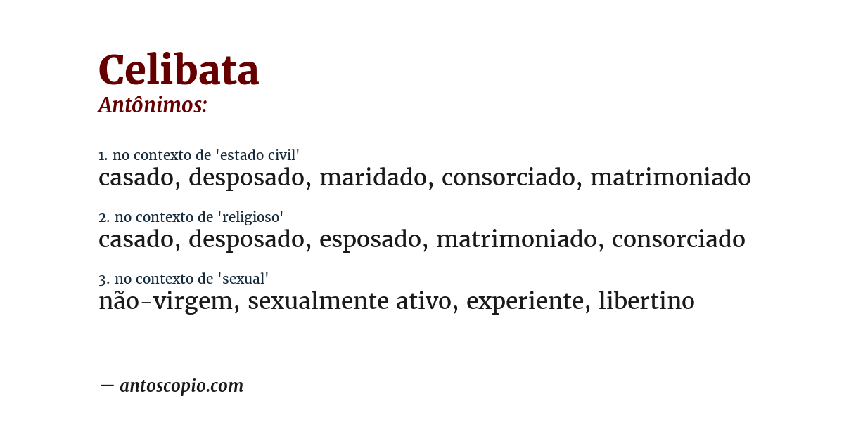 Antônimo de celibata
