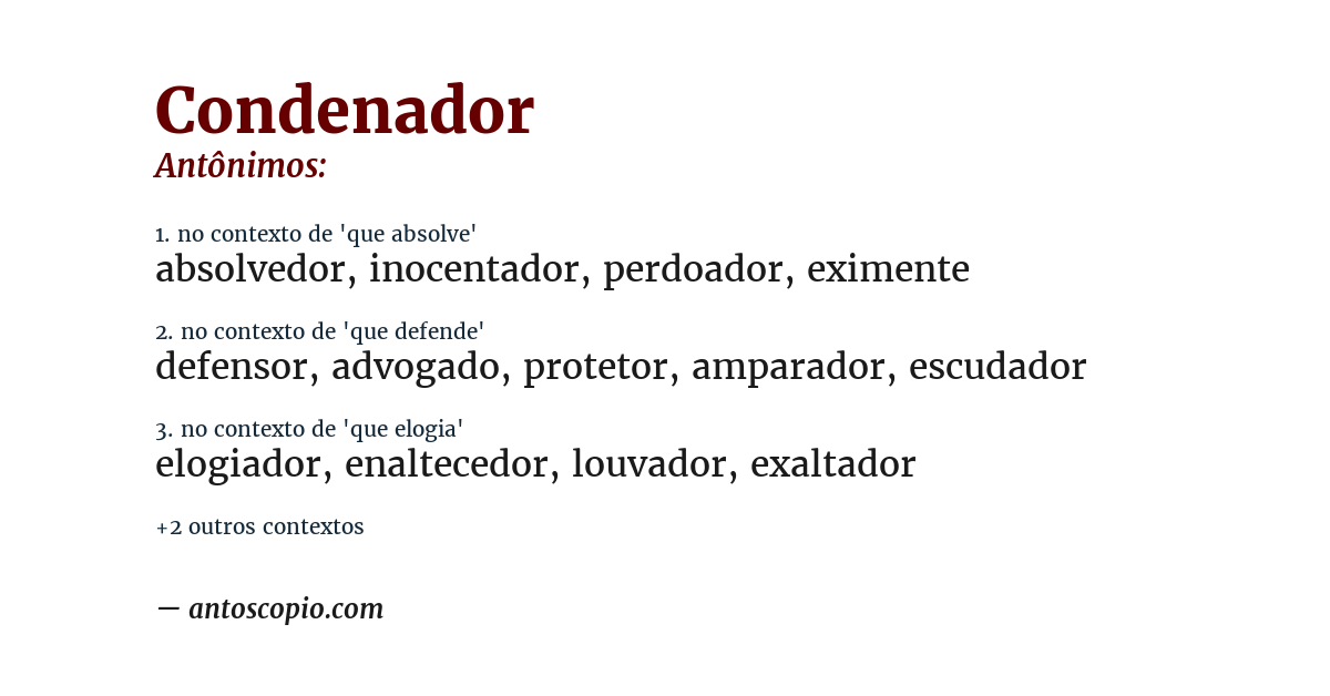Antônimo de condenador