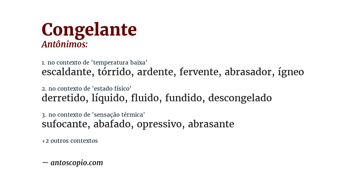 Antônimo de congelante