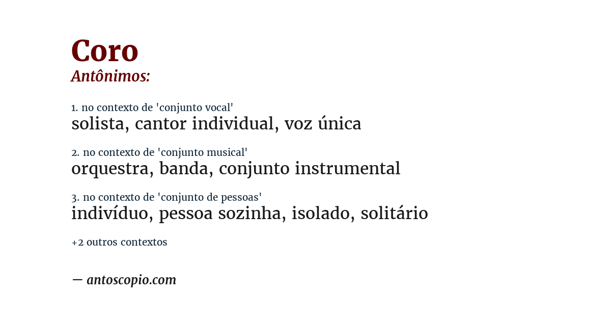 Antônimo de coro