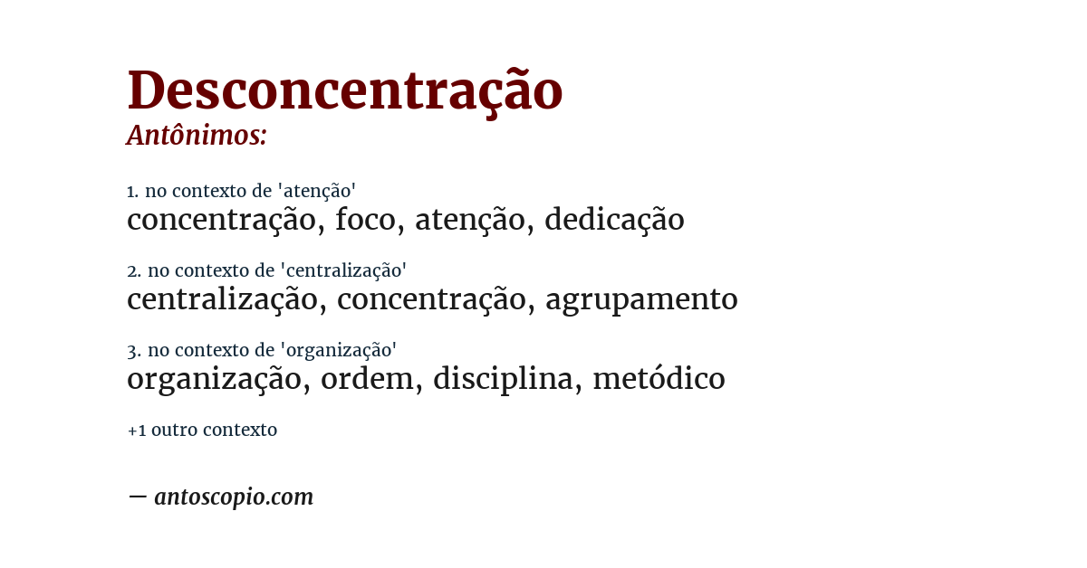 Antônimo de desconcentração