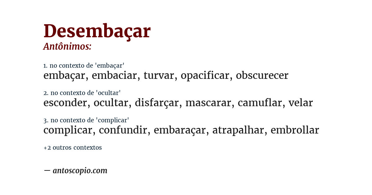 Antônimo de desembaçar