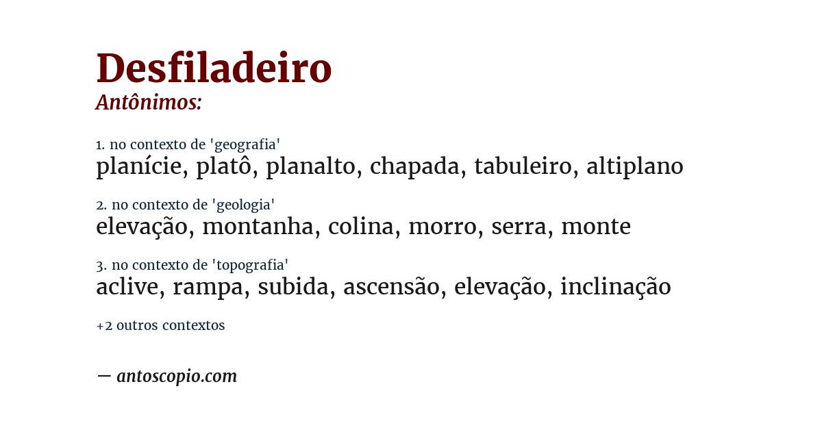 Antônimo de desfiladeiro