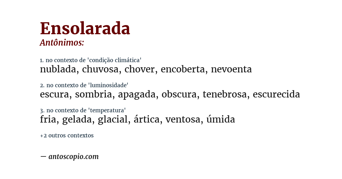 Antônimo de ensolarada