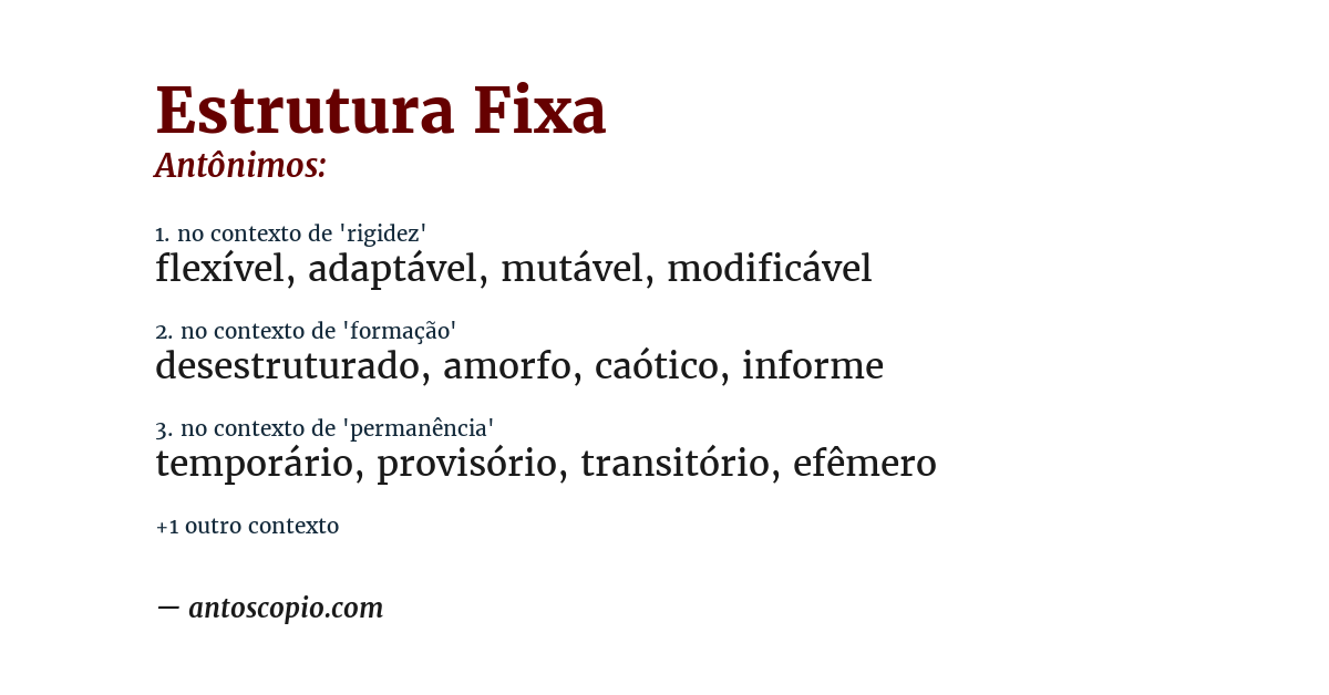 Antônimo de estrutura fixa