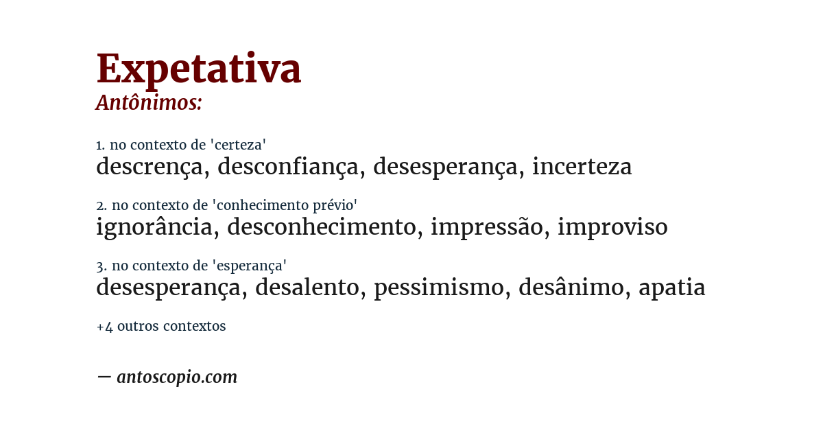 Antônimo de expetativa