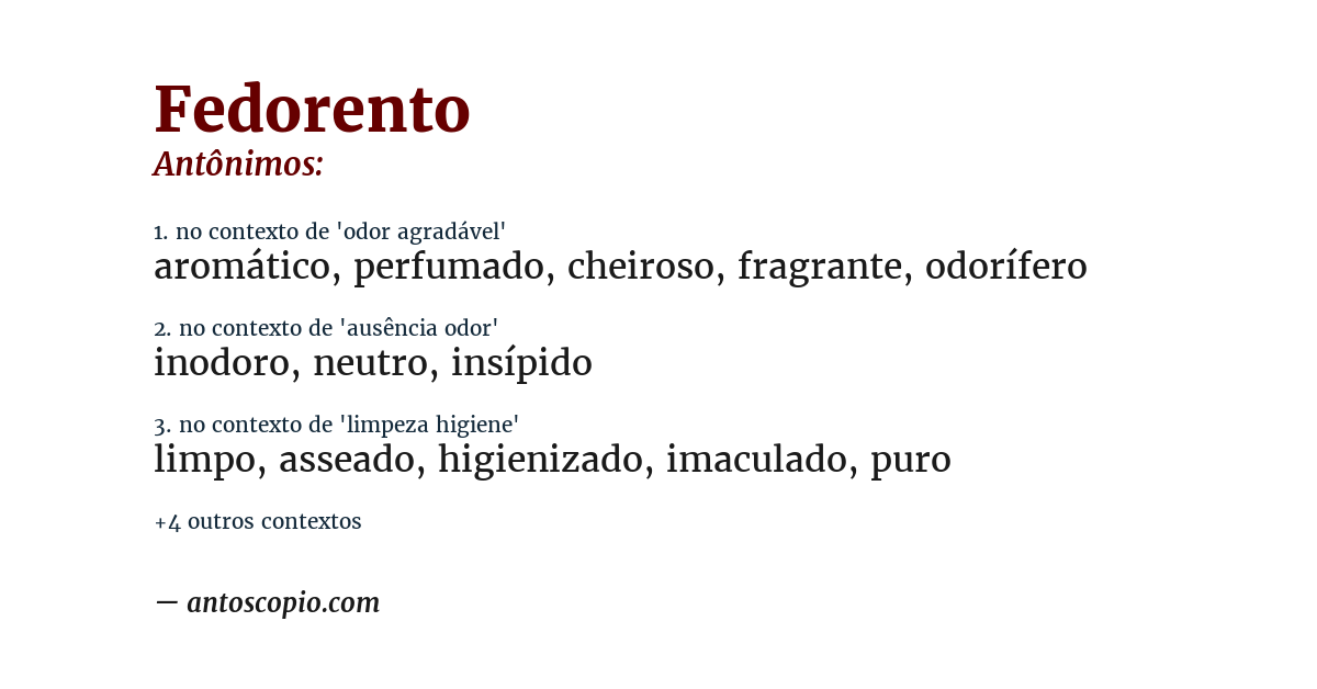 Antônimo de fedorento