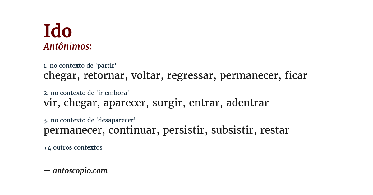 Antônimo de ido