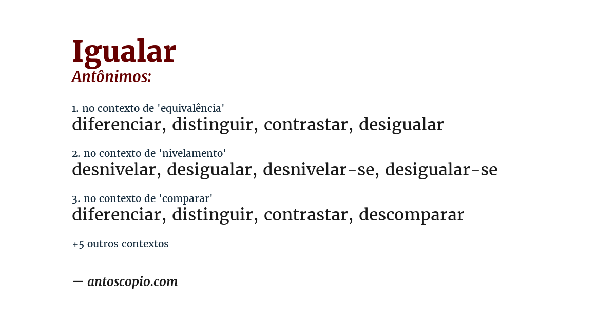 Antônimo de igualar
