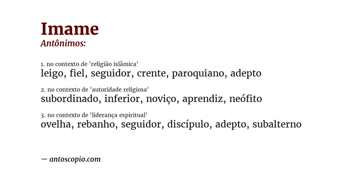 Antônimo de imame