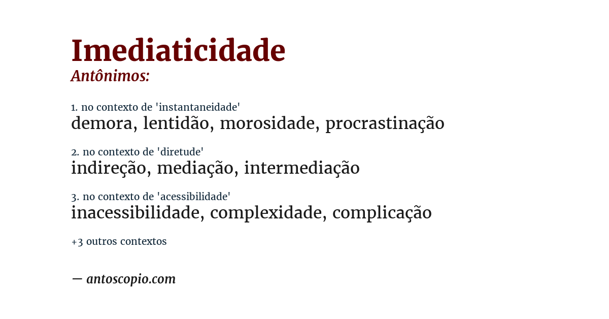 Antônimo de imediaticidade