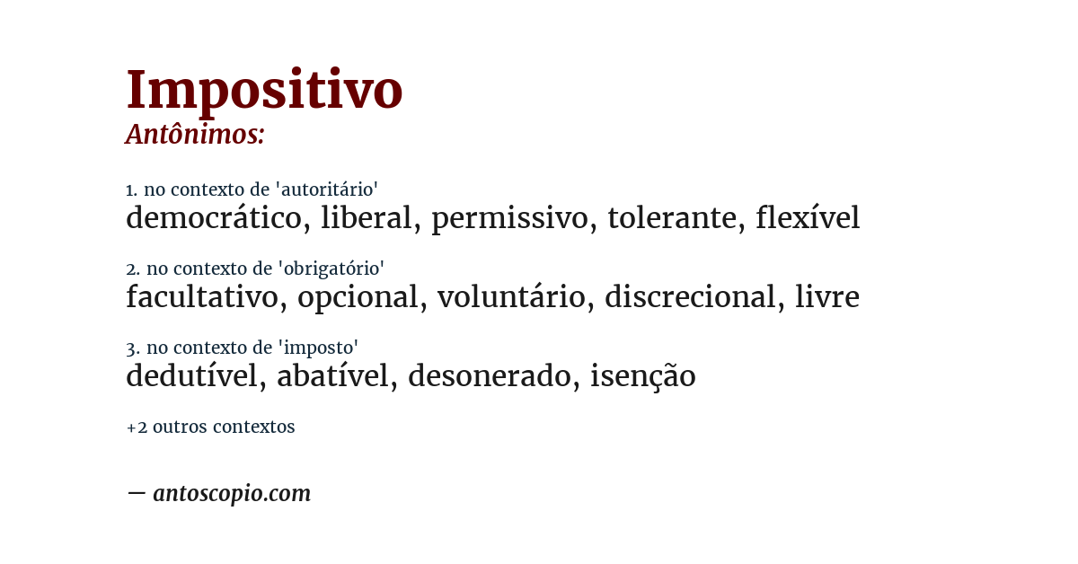 Antônimo de impositivo