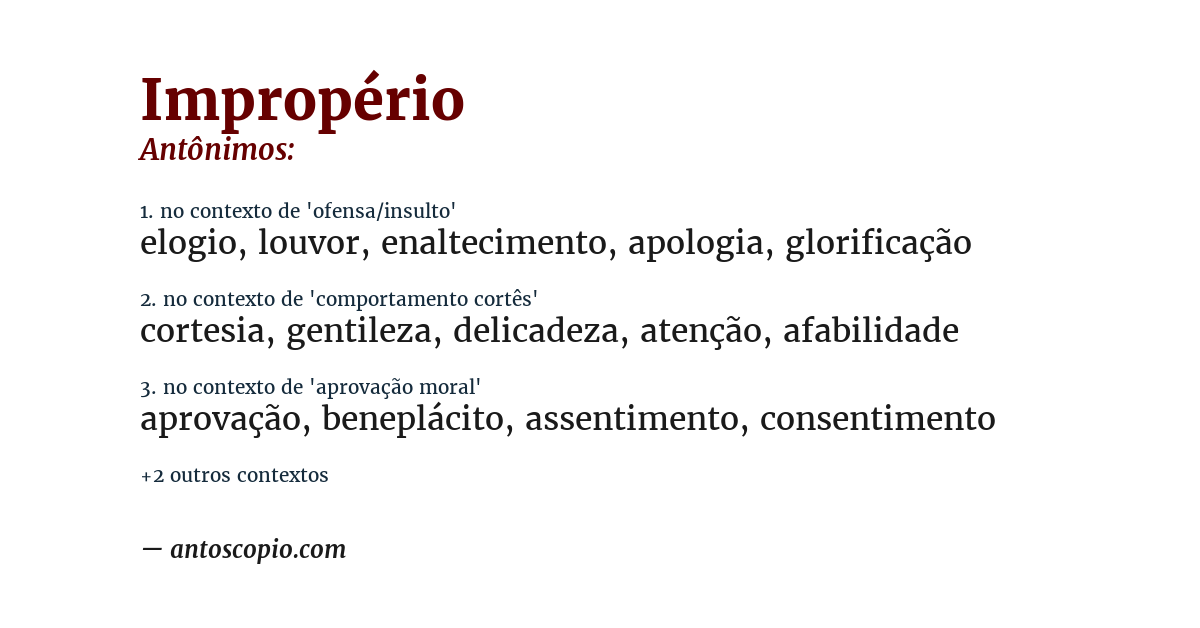 Antônimo de impropério