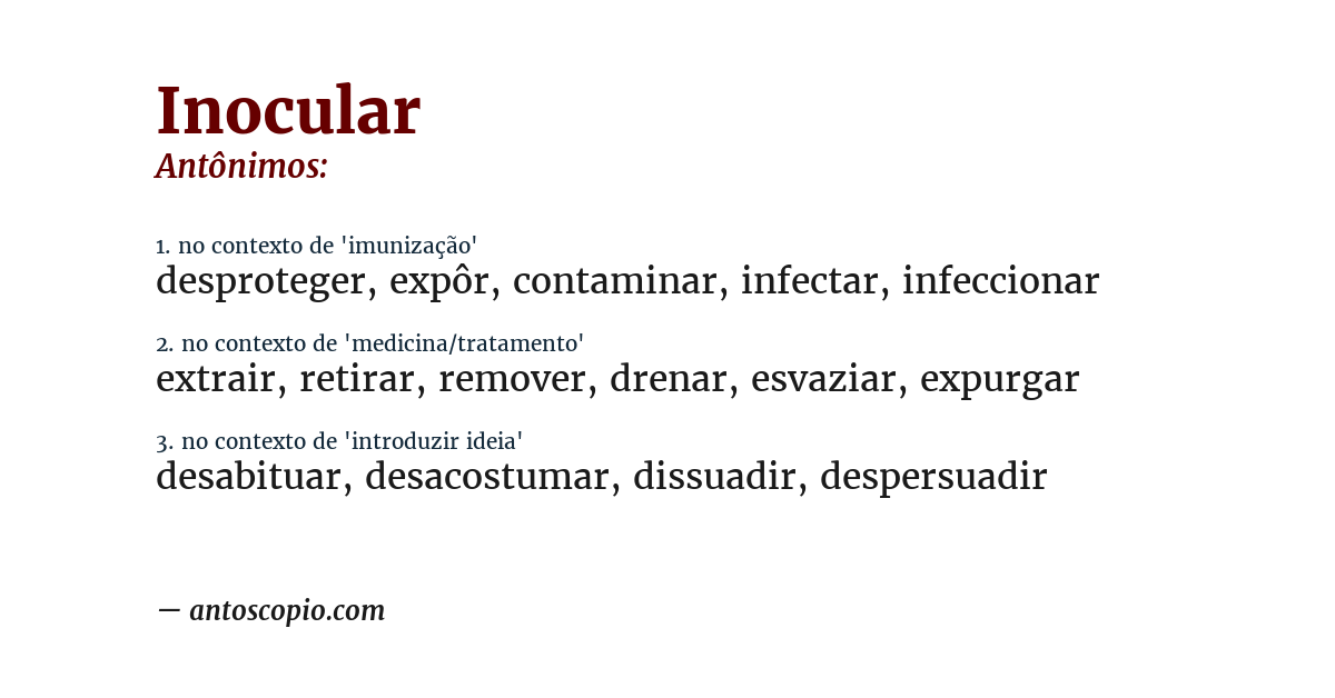 Antônimo de inocular