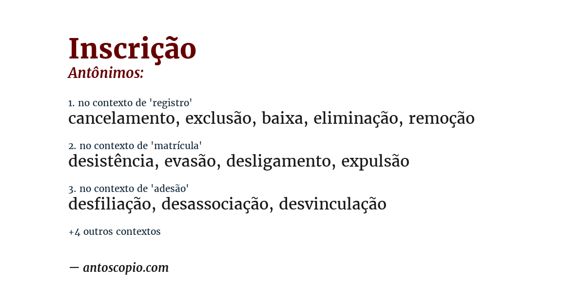 Antônimo de inscrição