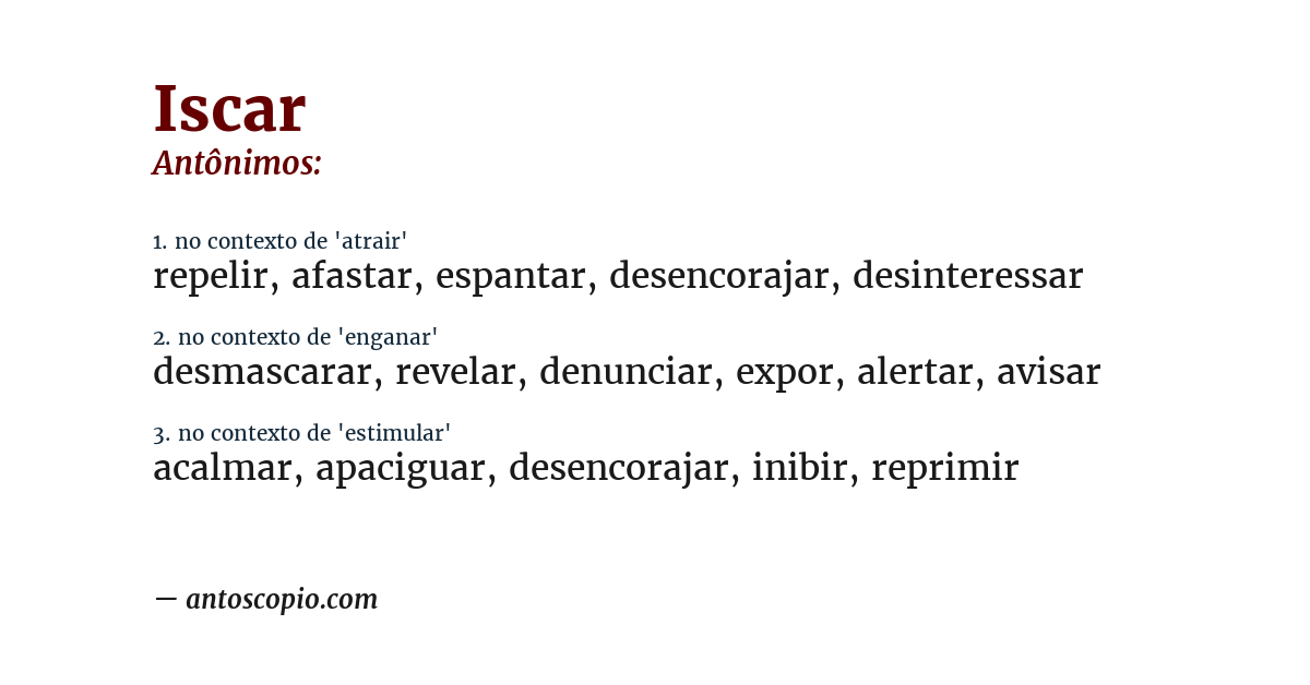 Antônimo de iscar