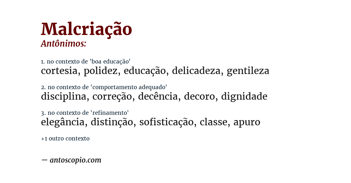 Antônimo de malcriação