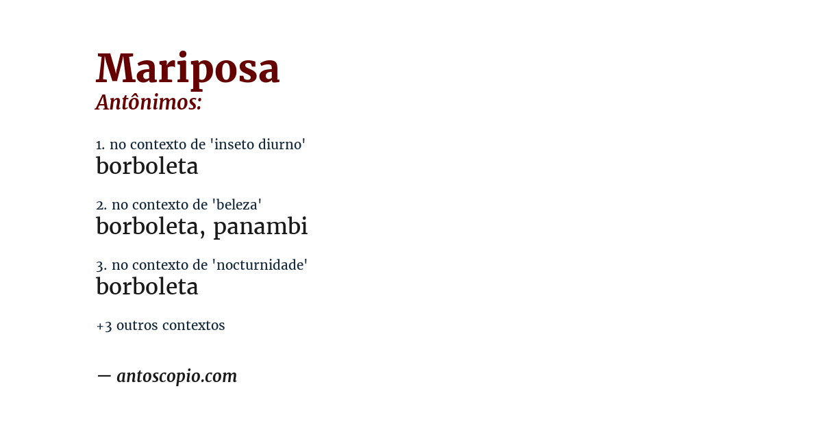 Antônimo de mariposa