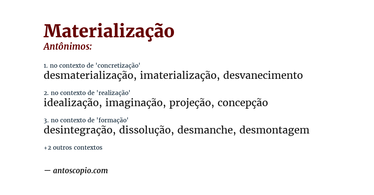 Antônimo de materialização