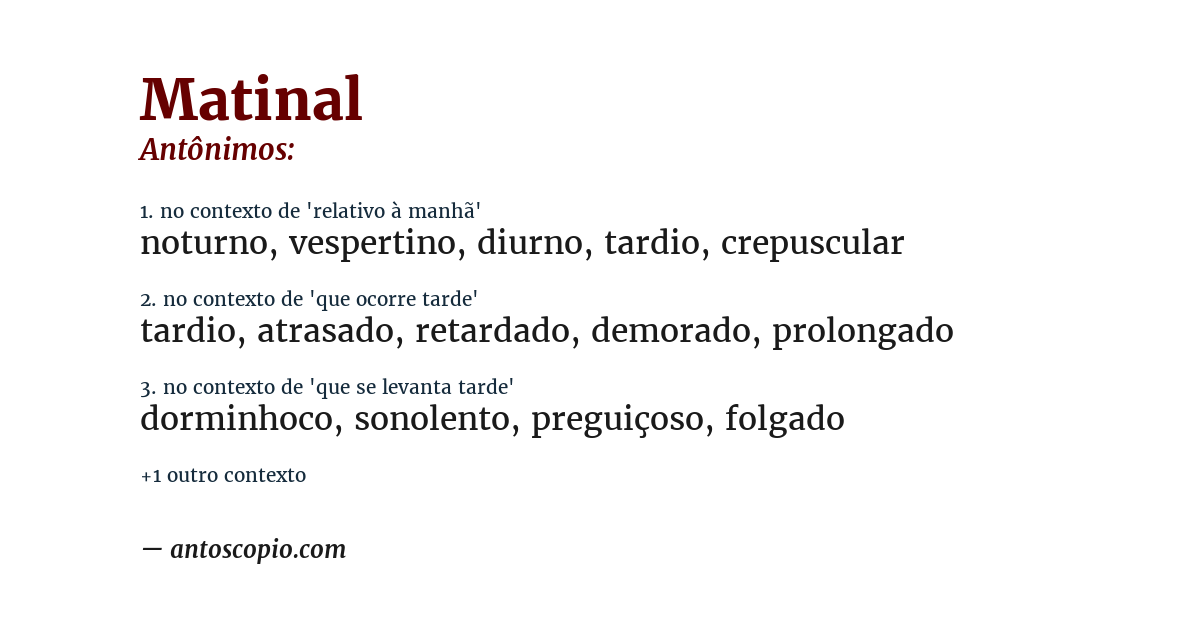 Antônimo de matinal