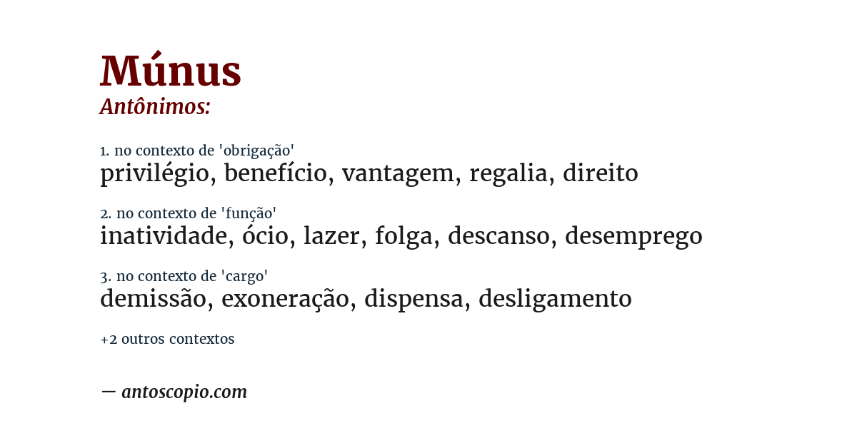 Antônimo de múnus